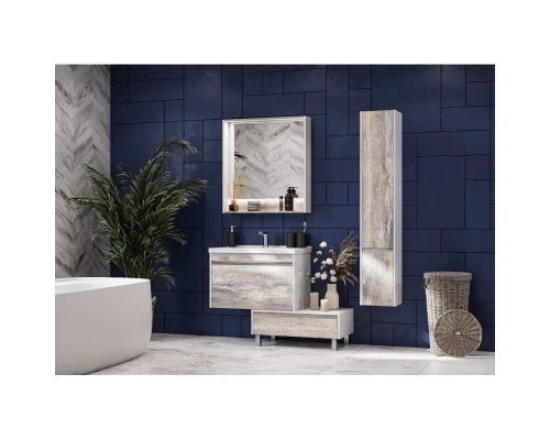 Комплект мебели белый глянец/бетон пайн 80 см Акватон Капри 1A230201KPDA0 + 1WH302251 + 1A230402KPDA0