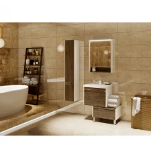 Комплект мебели белый глянец/таксония темная 60 см Акватон Капри 1A230101KPDB0 + 1WH302421 + 1A230302KPDB0