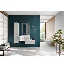 Комплект мебели белый глянец/ольха наварра 80 см Акватон Сакура 1A236401SKW80 + 1A71993KSK010 + 1A236502SKW80