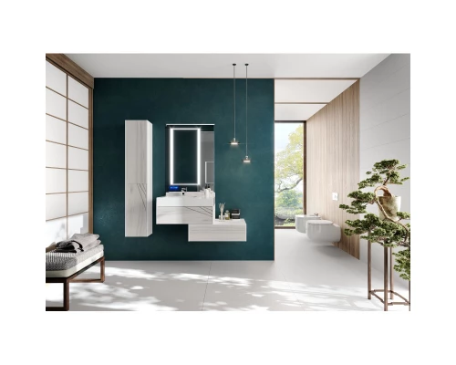 Комплект мебели белый глянец/ольха наварра 80 см Акватон Сакура 1A236401SKW80 + 1A71993KSK010 + 1A236502SKW80