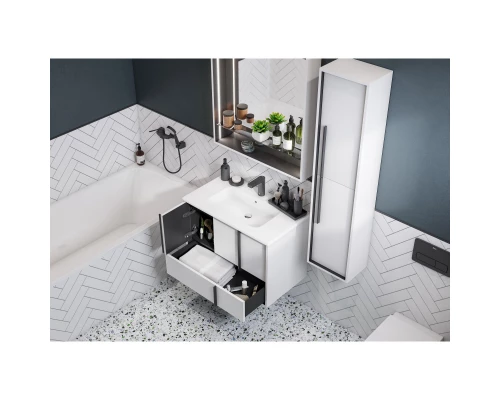 Комплект мебели белый матовый 80 см Акватон Ривьера 1A239001RVX20 + 732799C000 + 1A239102RVX20