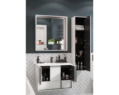 Комплект мебели белый матовый 80 см Акватон Ривьера 1A239001RVX20 + 732799C000 + 1A239102RVX20