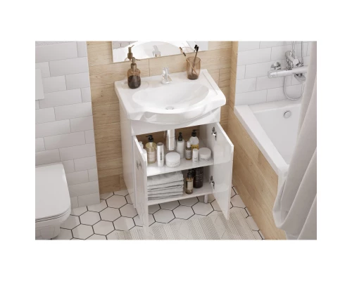 Комплект мебели белый глянец 60,5 см Акватон Фиджи 1A179601FG010 + 1WH110268 + 1A179502FG010