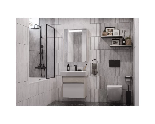 Комплект мебели белый глянец/ясень фабрик 60 см Акватон Верди 1A206701VDAV0 + 1WH302186 + 1A206902VDAV0