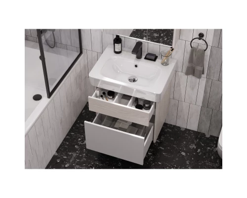 Комплект мебели белый глянец/ясень фабрик 60 см Акватон Верди 1A206701VDAV0 + 1WH302186 + 1A206902VDAV0