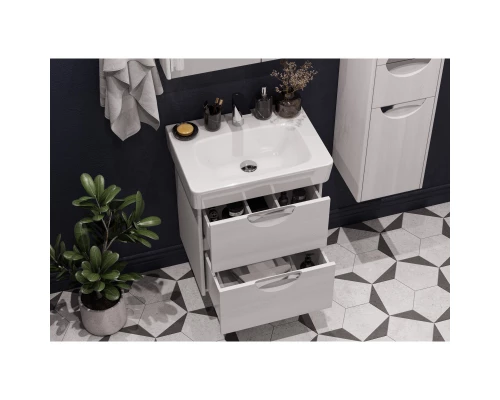 Комплект мебели дуб полярный 60 см Акватон Сильва 1A211801SIW70 + 1WH302186 + 1A216202SIW70