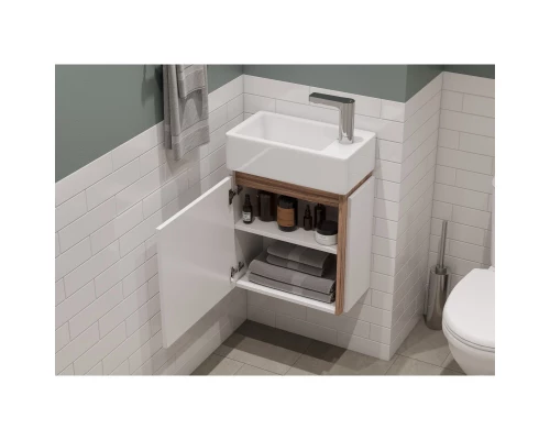 Комплект мебели белый глянец/эбони светлый 46 см Акватон Эклипс 1A172801EK49L + 1WH301972 + 1A129002EK010