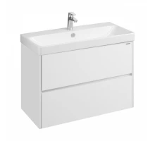 Тумба СКАНДИ 90, подвесная, 2 ящ., белая матовая/белый глянец (под раковину АДРИАНА 90)