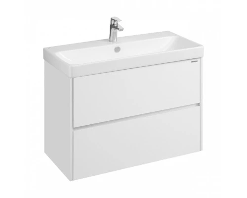 Тумба СКАНДИ 90, подвесная, 2 ящ., белая матовая/белый глянец (под раковину АДРИАНА 90)