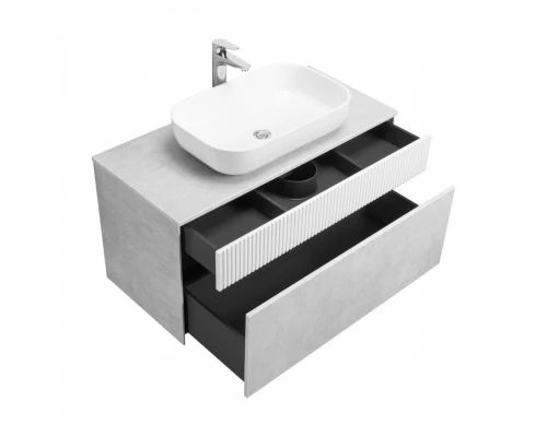 Тумба МАРБЛ 100, 2 ящ., слейт/белый матовый (под раковину MILA 35, MILA 40, ОДРИ Soft 42, ОДРИ Round