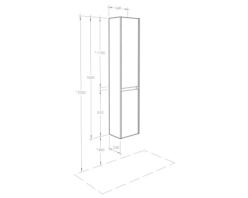 Пенал подвесной белый глянец/дуб эндгрейн R Акватон Нортон 1A249403NT01R