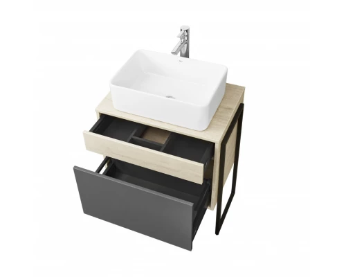 Тумба ЛОФТ УРБАН 65, серый графит, дуб орегон (под раковину MILA 35, MILA 40, ОДРИ 42)