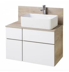 Тумба МИШЕЛЬ 80, дуб эндгрейн, белая (под раковину ОДРИ 42, MILA 350, ЛОЛА 60)