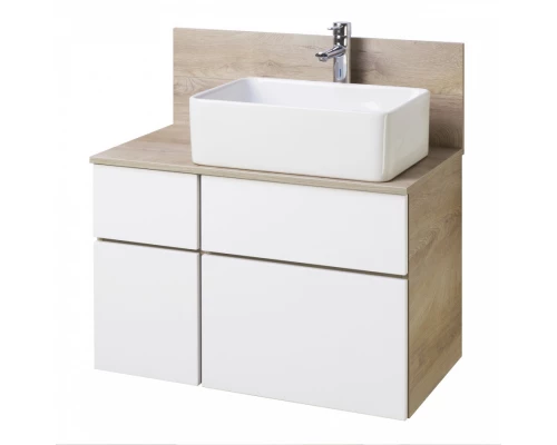Тумба МИШЕЛЬ 80, дуб эндгрейн, белая (под раковину ОДРИ 42, MILA 350, ЛОЛА 60)
