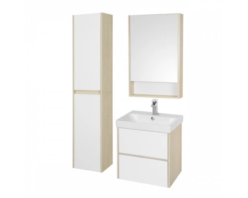 Тумба СКАНДИ 55, белая, дуб верона (под раковину АДРИАНА 55) 