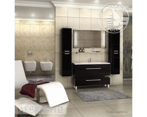 Тумба МАДРИД 120 M черный глянец Акватон 1A168701MA950