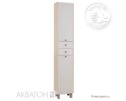 Шкаф-колонна с бельевой корзиной Альпина дуб молочный Акватон 1A133603AL530