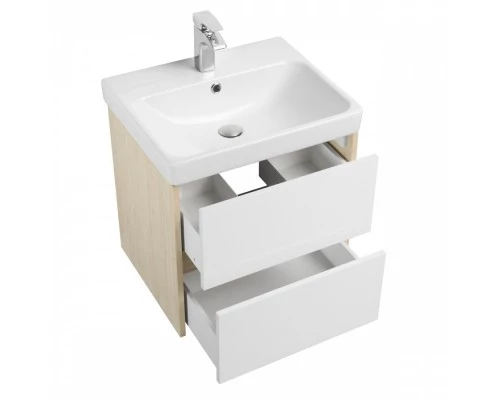 Тумба СКАНДИ 55, белая, дуб верона (под раковину АДРИАНА 55) 