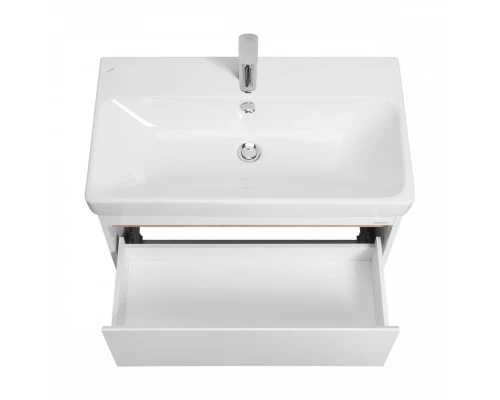 Тумба МАРТИ 80, подвесная,1 ящ., белая, дуб эндгрейн (под раковину АДРИАНА 80)