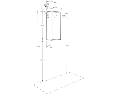 Шкаф одностворчатый 35x80 см белый глянец/дуб эндгрейн L/R Акватон Марти 1A270203MY010