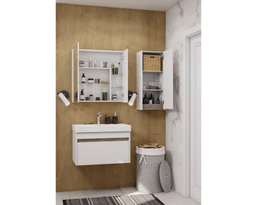 Шкаф одностворчатый 35x80 см белый глянец/дуб эндгрейн L/R Акватон Марти 1A270203MY010