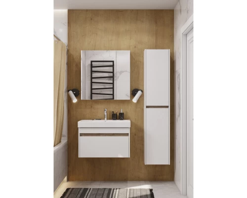 Шкаф одностворчатый 35x80 см белый глянец/дуб эндгрейн L/R Акватон Марти 1A270203MY010