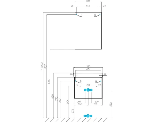 Зеркальный шкаф 50x70 см белый глянец L/R Акватон Асти 1A263302AX010