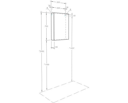 Зеркальный шкаф 50x70 см белый глянец L/R Акватон Асти 1A263302AX010
