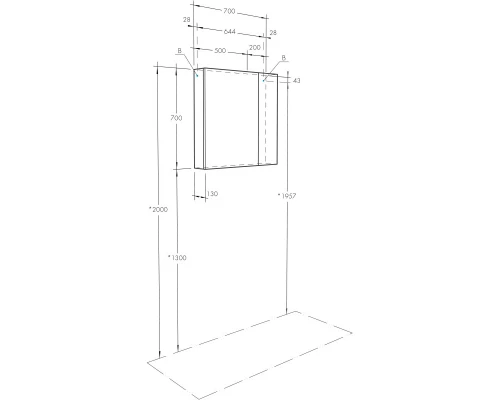 Зеркальный шкаф 70x70 см белый глянец Акватон Асти 1A263402AX010