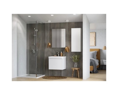 Шкаф одностворчатый 34,6x85 см белый глянец/белый матовый L/R Акватон Асти 1A262903AX2B0