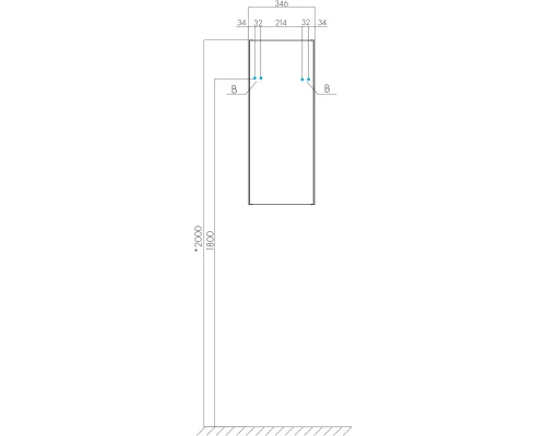 Шкаф одностворчатый 34,6x85 см белый глянец/белый матовый L/R Акватон Асти 1A262903AX2B0