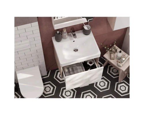 Тумба белый глянец/ясень шимо 53,2 см Акватон Асти 1A263101AXD70