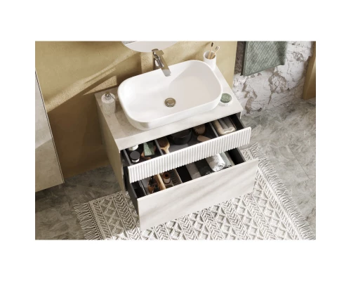 Тумба светло-серый/белый матовый 80 см Акватон Марбл 1A276201MH4C0