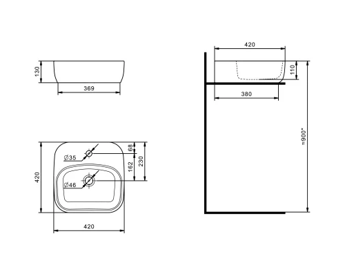 Тумба с раковиной светло-серый/белый матовый 80 см Акватон Марбл 1A2762K0MH4C0