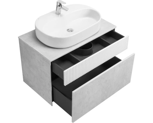 Тумба с раковиной светло-серый/белый матовый 80 см Акватон Марбл 1A2762K3MH4C0