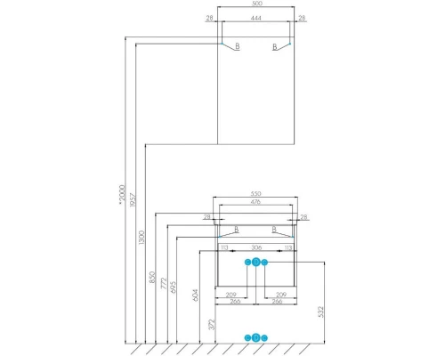 Тумба с раковиной белый глянец/ясень шимо 55 см Акватон Марти 1A2632K0MY010