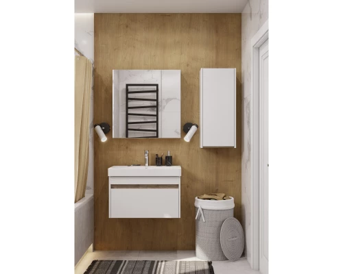 Тумба с раковиной белый глянец/ясень шимо 70,5 см Акватон Марти 1A2675K0MY010