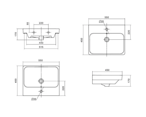Тумба с раковиной белый глянец/белый матовый 55 см Акватон Асти 1A2631K0AX2B0