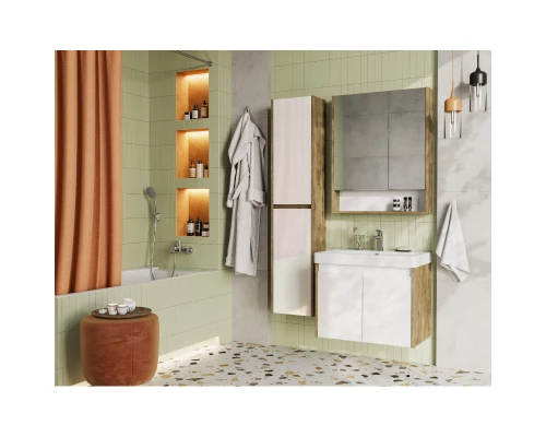 Тумба белый глянец/дуб рустикальный 63 см Акватон Сканди Doors 1A278901SDZ90