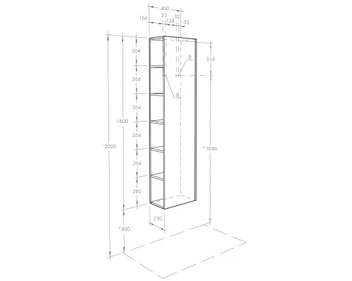 Пенал подвесной белый матовый L/R Акватон Сканди 1A253403SD010