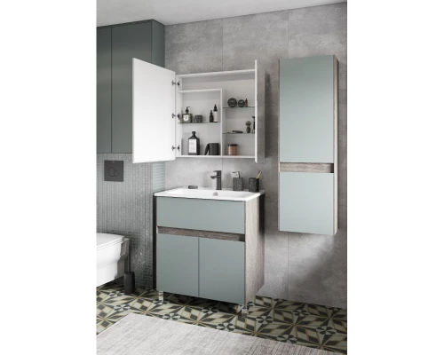 Зеркальный шкаф 80x75 см белый глянец Акватон Лондри 1A267202LH010