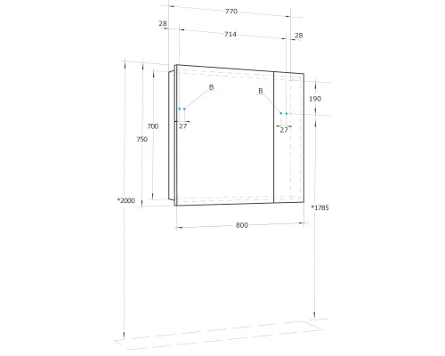 Зеркальный шкаф 80x75 см белый глянец Акватон Лондри 1A267202LH010