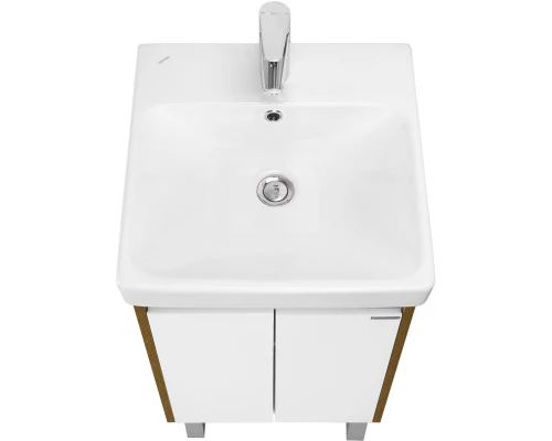 Тумба с раковиной белый глянец/дуб рустикальный 45 см Акватон Сканди Doors 1A2787K0SDZ90