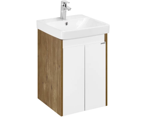 Тумба с раковиной белый глянец/дуб рустикальный 45 см Акватон Сканди Doors 1A2787K0SDZ90