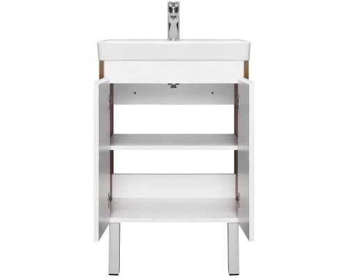 Тумба с раковиной белый глянец/дуб рустикальный 55 см Акватон Сканди Doors 1A2788K0SDZ90