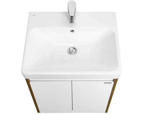 Тумба с раковиной белый глянец/дуб рустикальный 55 см Акватон Сканди Doors 1A2788K0SDZ90