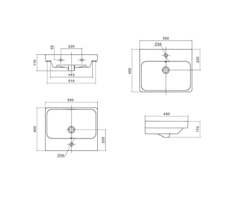 Тумба с раковиной белый глянец/дуб верона 55 см Акватон Сканди Doors 1A2788K0SDB20