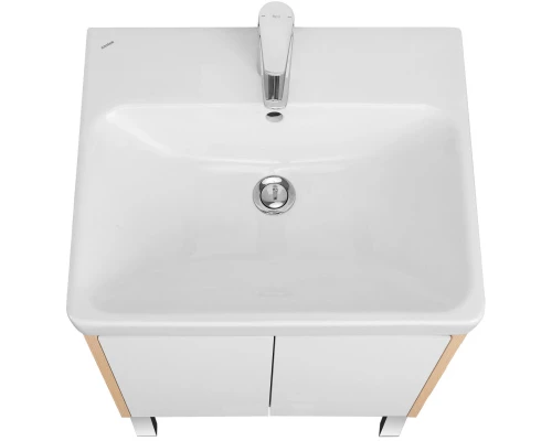 Тумба с раковиной белый глянец/дуб верона 55 см Акватон Сканди Doors 1A2788K0SDB20