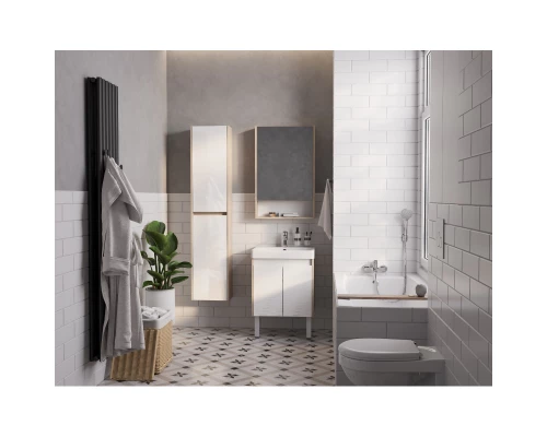 Тумба с раковиной белый глянец/дуб верона 55 см Акватон Сканди Doors 1A2788K0SDB20