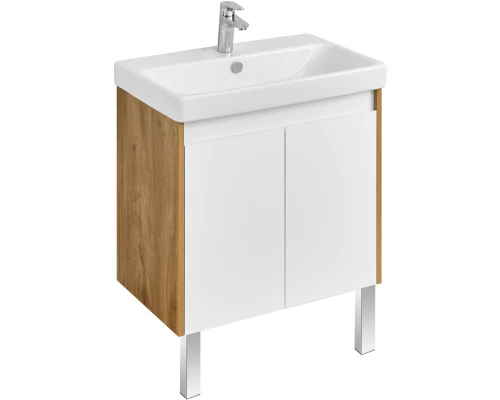 Тумба с раковиной белый глянец/дуб рустикальный 70,5 см Акватон Сканди Doors 1A2789K0SDZ90